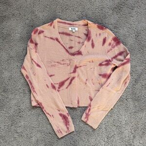Tie-Dye V-Neck Cropped 100% Cashmere Cardigan Valentine